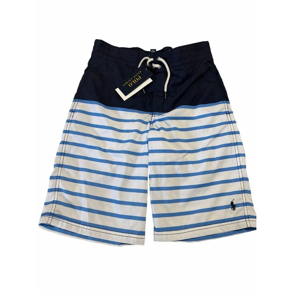 NWT Polo Ralph‎ Lauren Nautical Swim Trunks Striped Youth M (10/12)